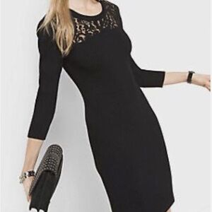 MICHAEL KORS LACE DETAIL RIBBED STRETCH SWEATER DRESS